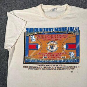 Vintage 90s Kentucky Wildcats Basketball T Shirt White NCAA Sports